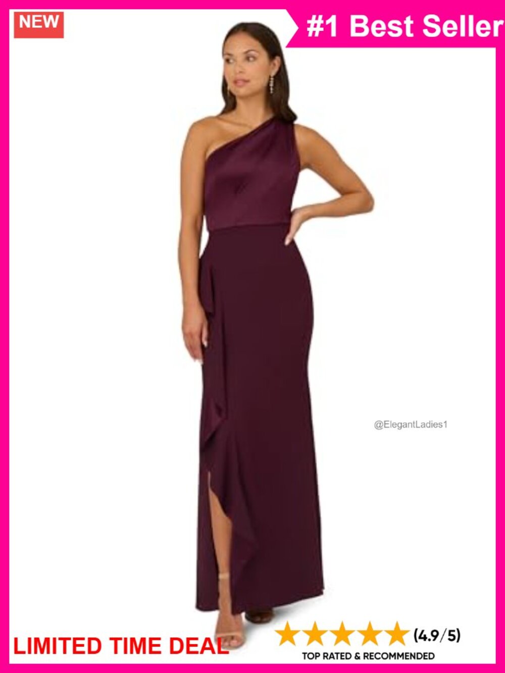 Adrianna Papell One Shoulder Satin Crepe Gown